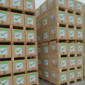 accuracy and error ruduction, image with several stacked boxes on pallets with check marks on front of them